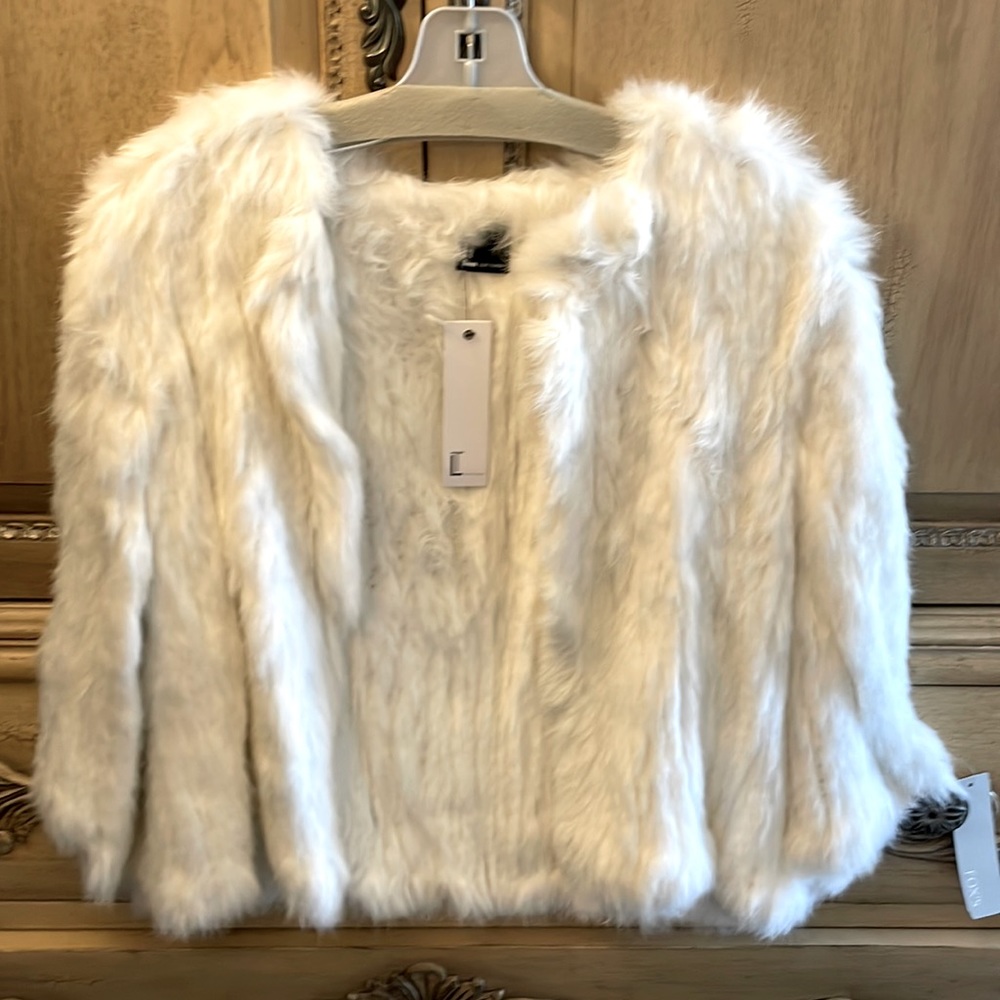 Love Token White Rabbit Fur Cape/Shawl